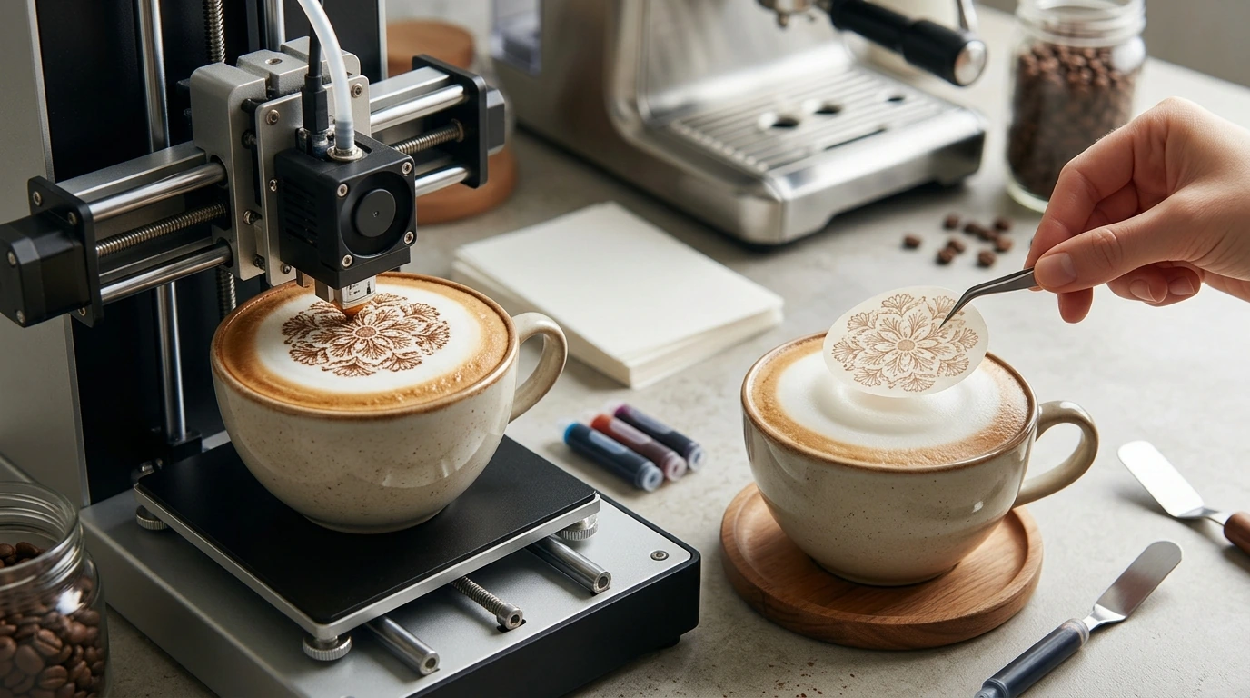Edible Ink Printer on Coffee Foam: Toppers vs Direct